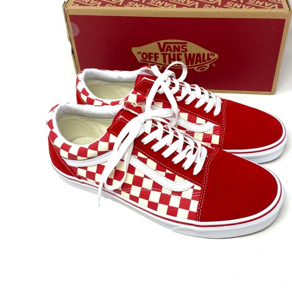 VANS Iconic Old Skool Primary Low Top Sneaker Women Check Red Canvas VN0A38G1P0T - Picture 7 of 11